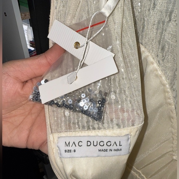 MAC DUGGAL High Neck Long Sleeve A Line Mini Dress - Size 8 - Picture 17 of 17